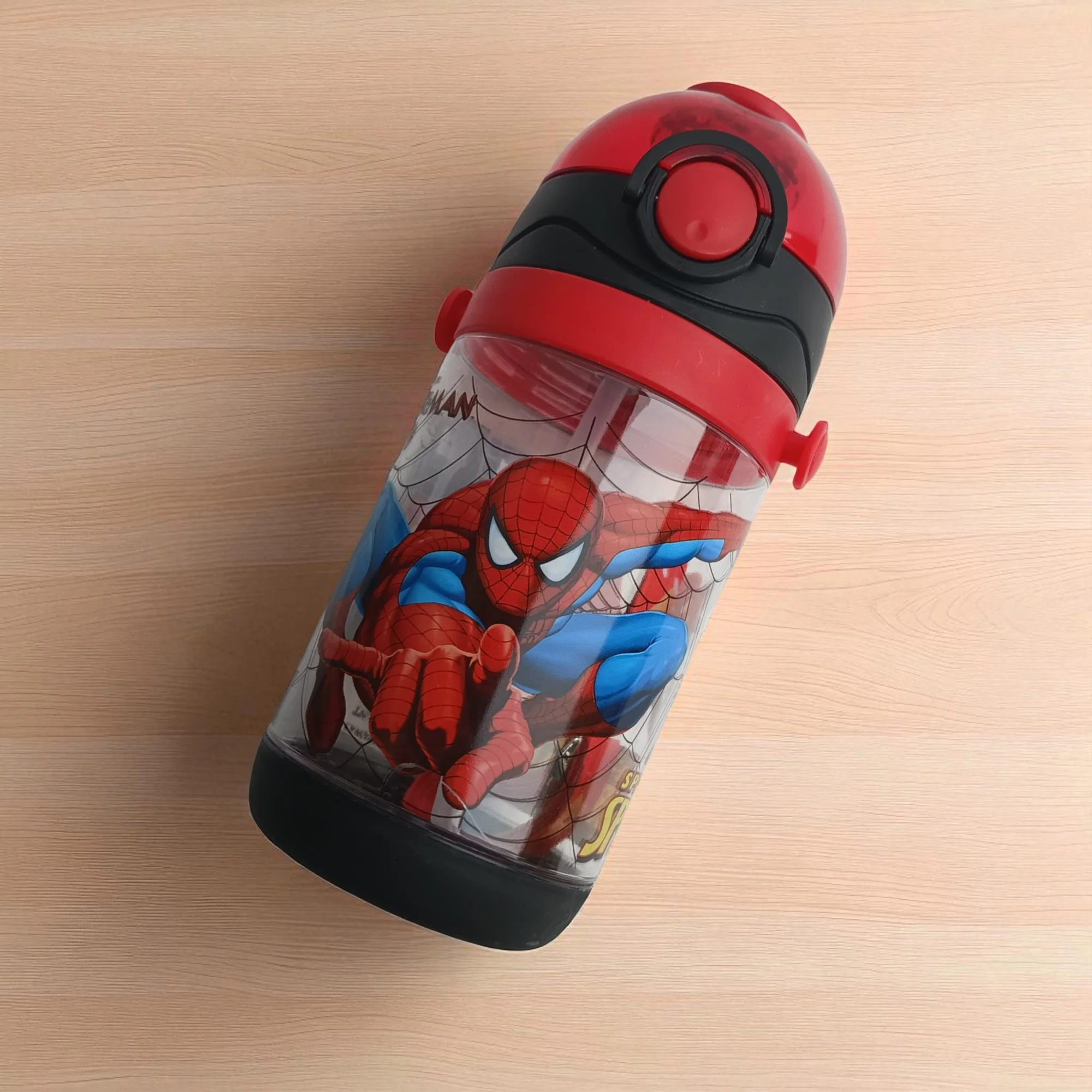 SpiderMan Swing Kids Plastic Water Bottle with Pop-Up Lid (450ml) - Image 2