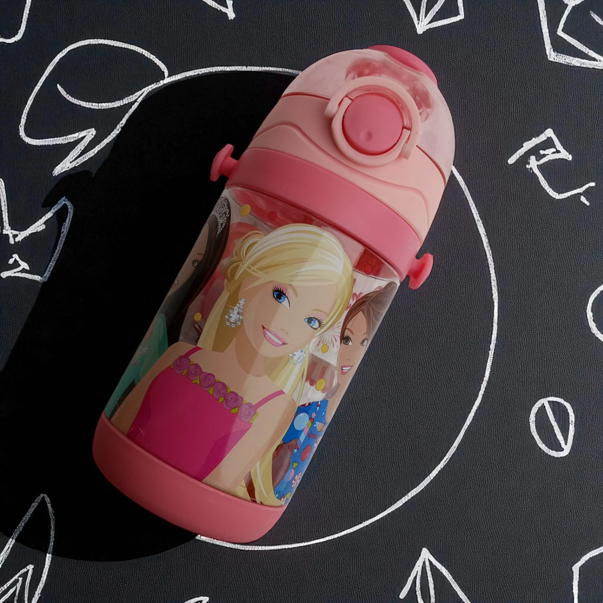 Barbie Fuse Kids Plastic Water Bottle with Pop-Up Lid (450ml) - Image 2