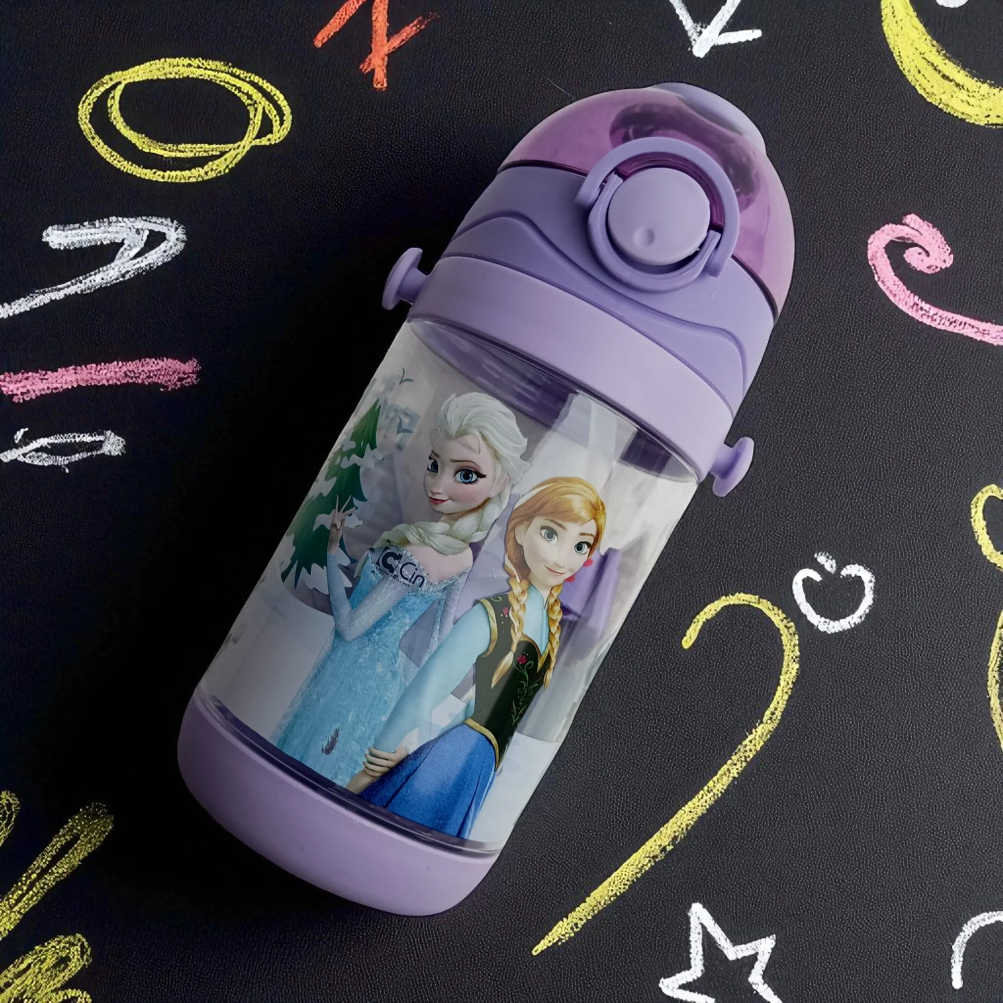 Frozen Kids Plastic Water Bottle with Pop-Up Lid (450ml) - Image 2