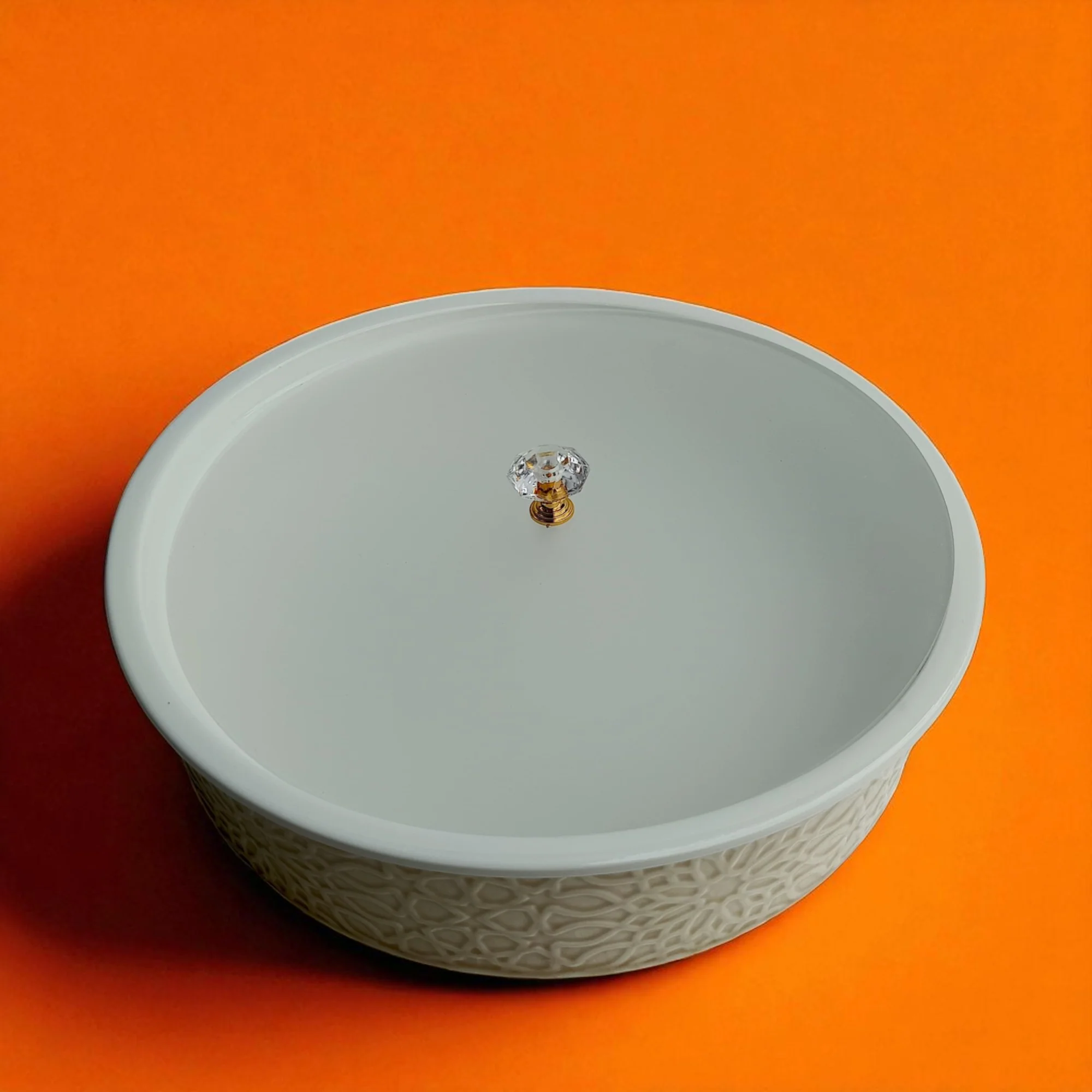 Round Ceramic Storage Bowl with Acrylic Lid (11 inch) - Image 4