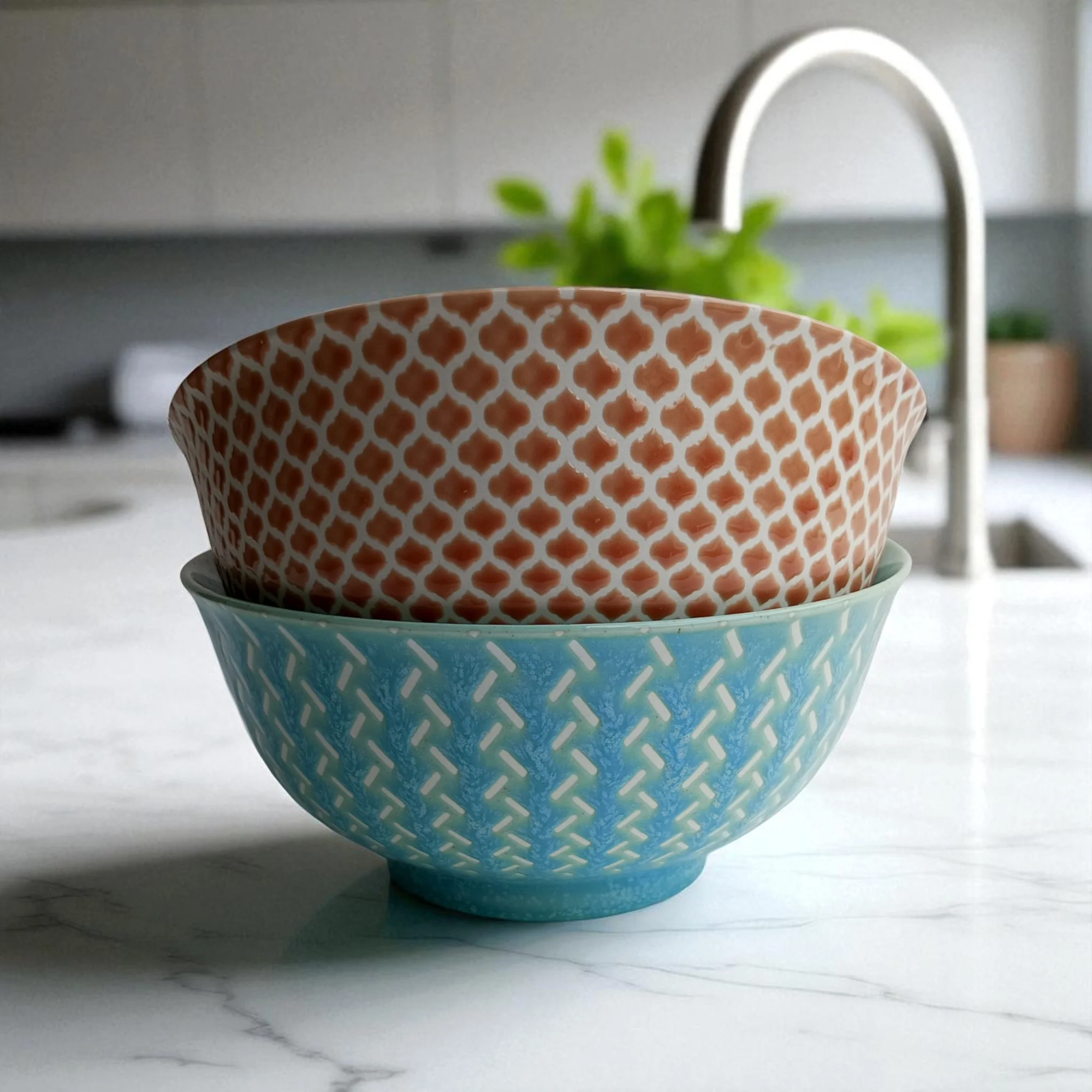 Relic Patterned Ceramic Serving Bowl (8 inch) - Image 2