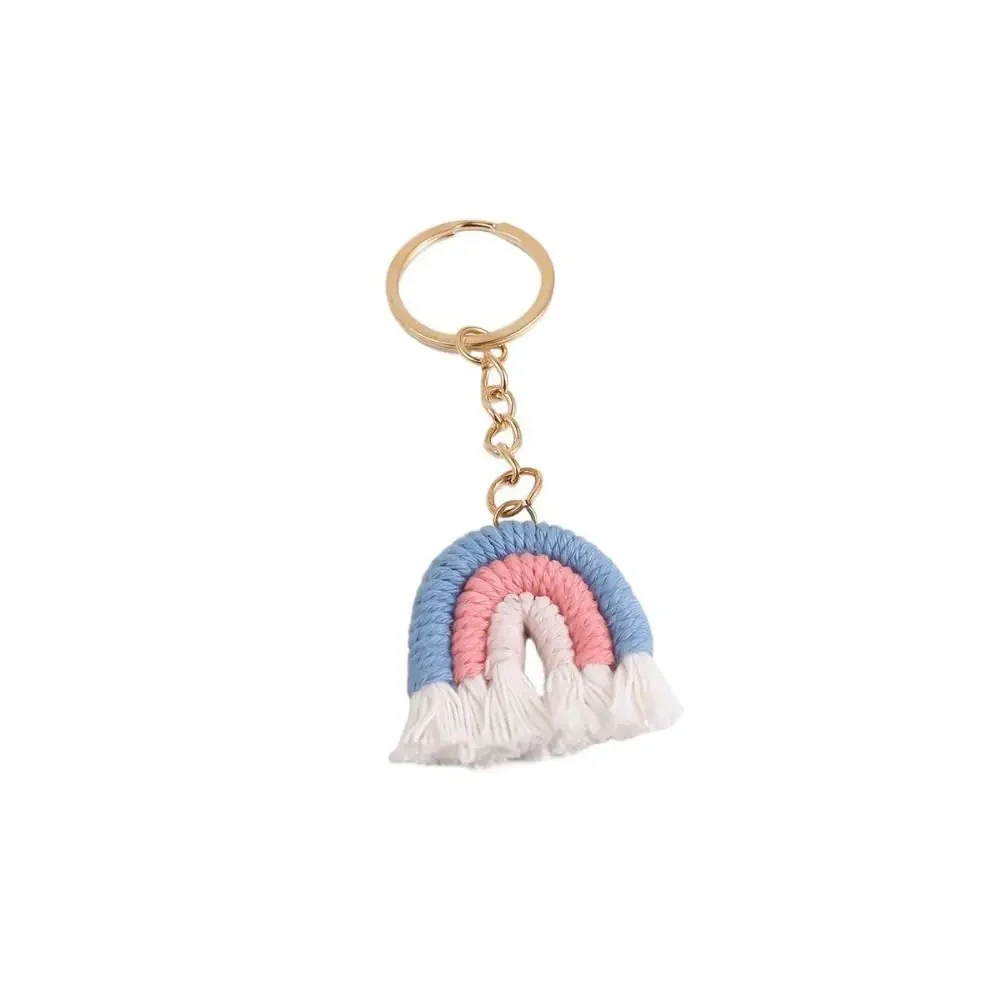 Handmade Rainbow Macrame Keychain with Tassel Fringe - Image 2