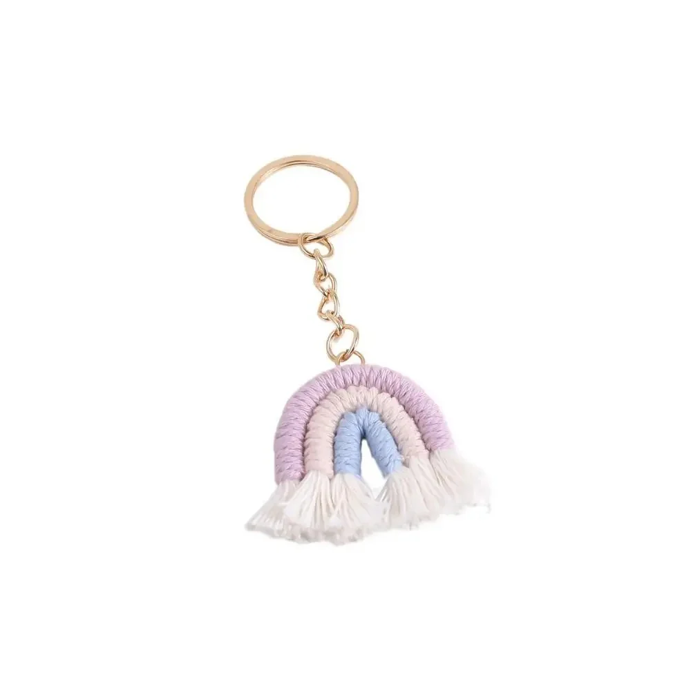Handmade Rainbow Macrame Keychain with Tassel Fringe - Image 4