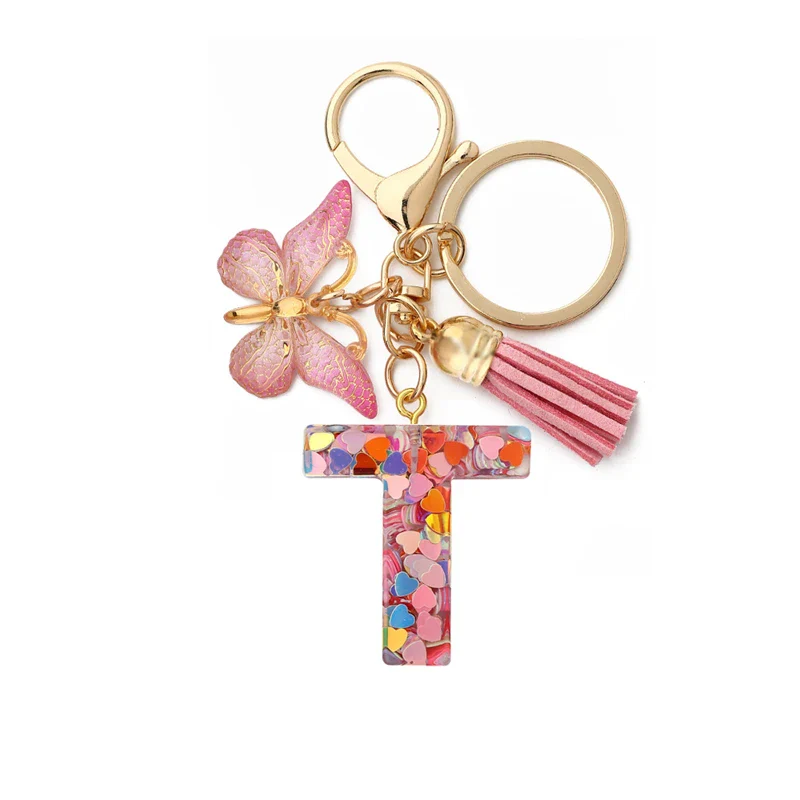 Resin Letter Keychain with Gold Accents - Image 24