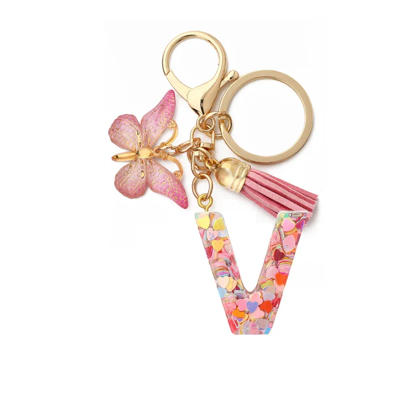 Resin Letter Keychain with Gold Accents - Image 26