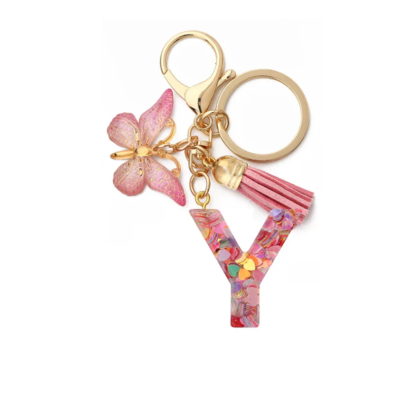 Resin Letter Keychain with Gold Accents - Image 29