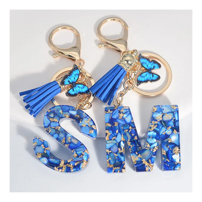 Resin Letter Keychain with Gold Accents - Image 3