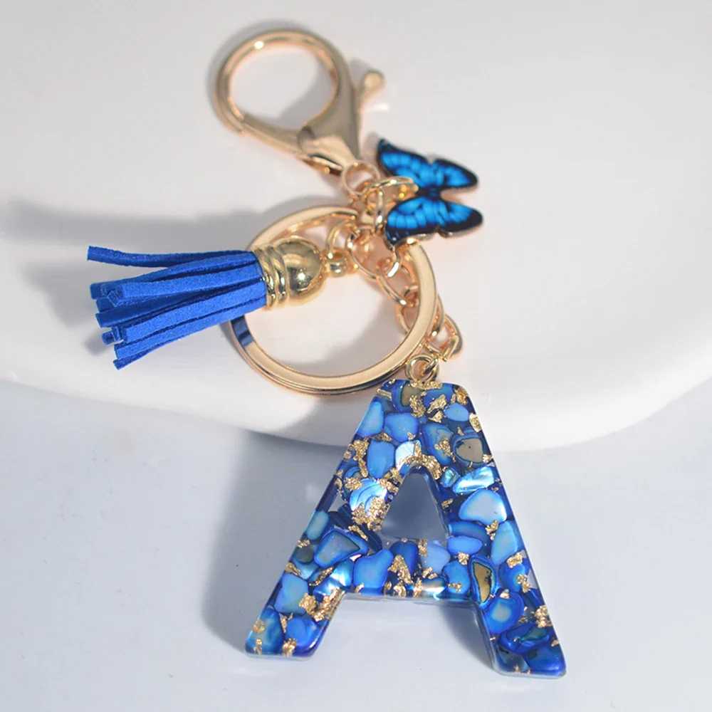Resin Letter Keychain with Gold Accents - Image 31