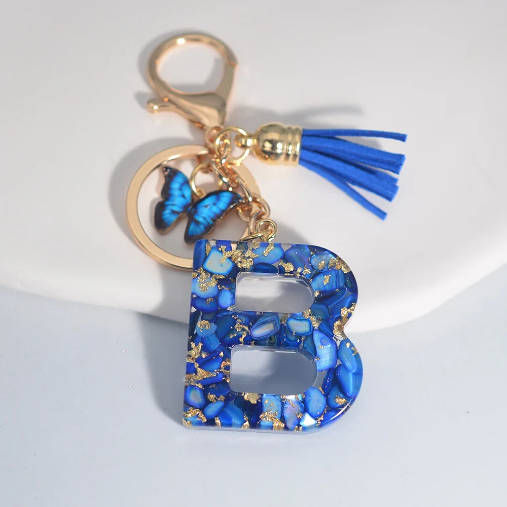 Resin Letter Keychain with Gold Accents - Image 32