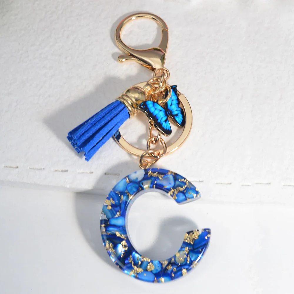 Resin Letter Keychain with Gold Accents - Image 33