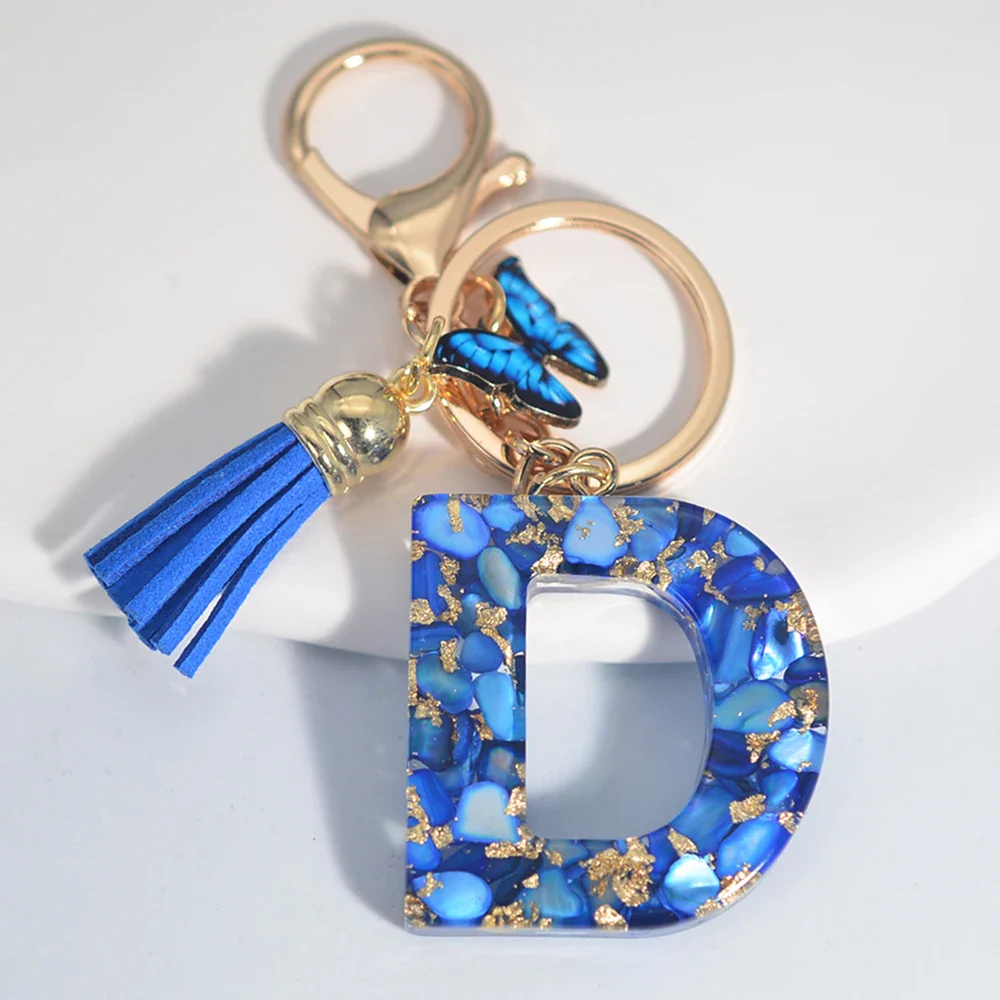Resin Letter Keychain with Gold Accents - Image 34