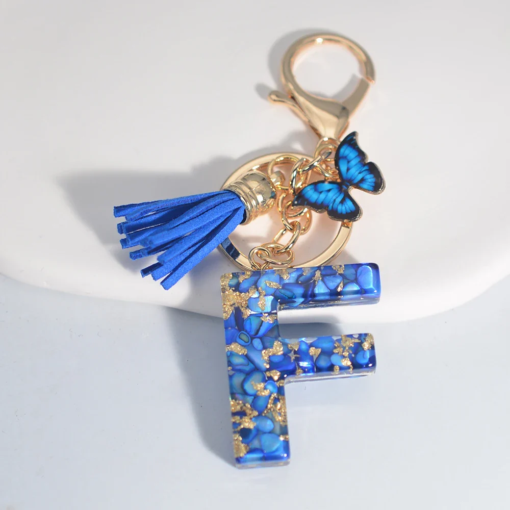 Resin Letter Keychain with Gold Accents - Image 36