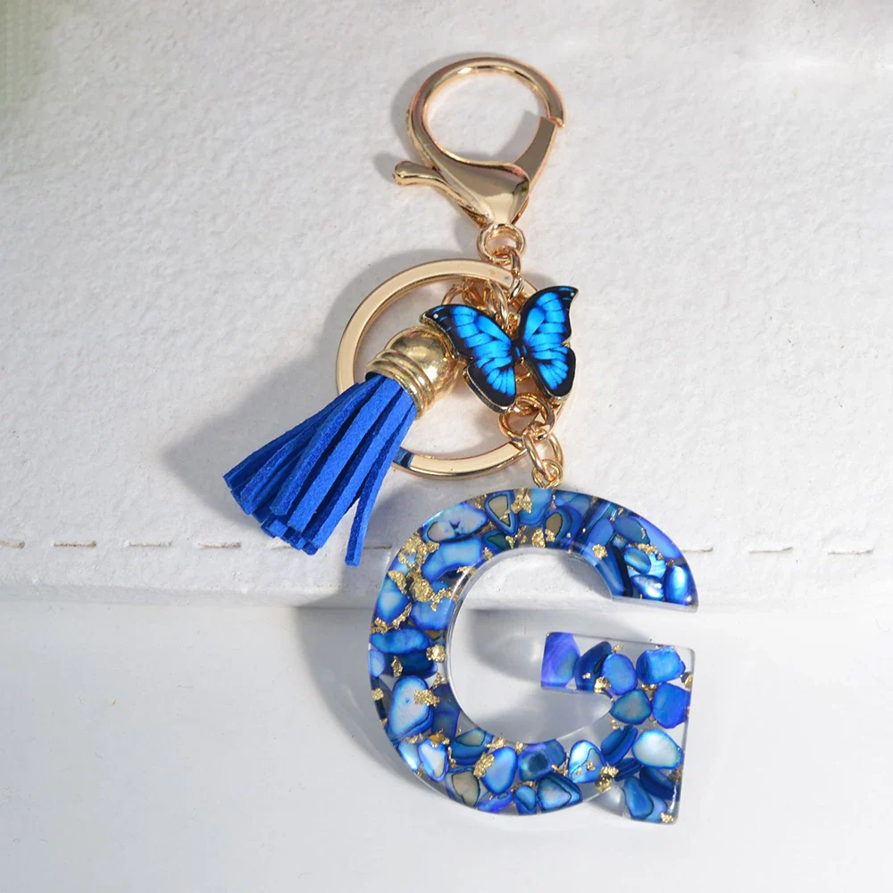 Resin Letter Keychain with Gold Accents - Image 37