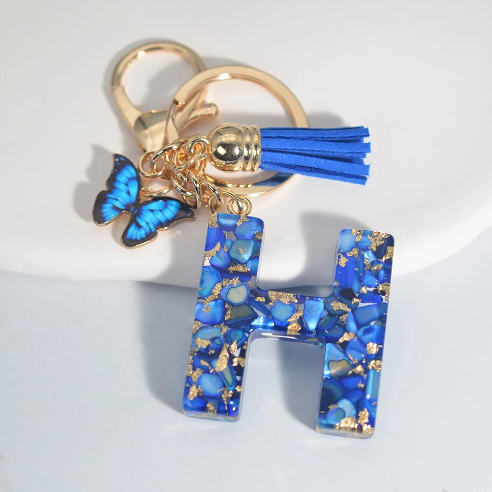 Resin Letter Keychain with Gold Accents - Image 38