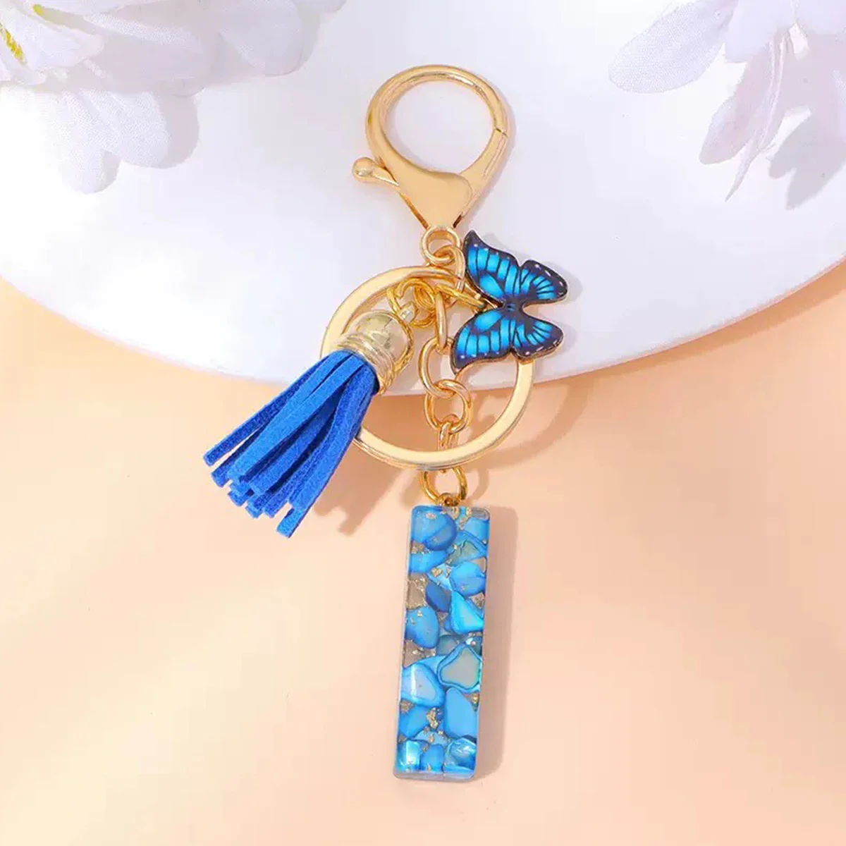 Resin Letter Keychain with Gold Accents - Image 39