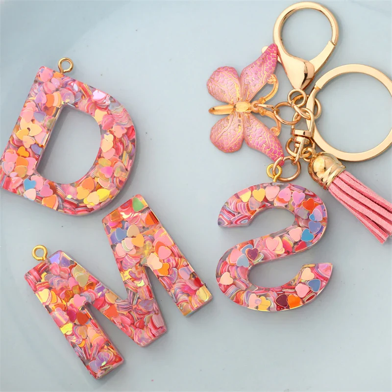 Resin Letter Keychain with Gold Accents - Image 4