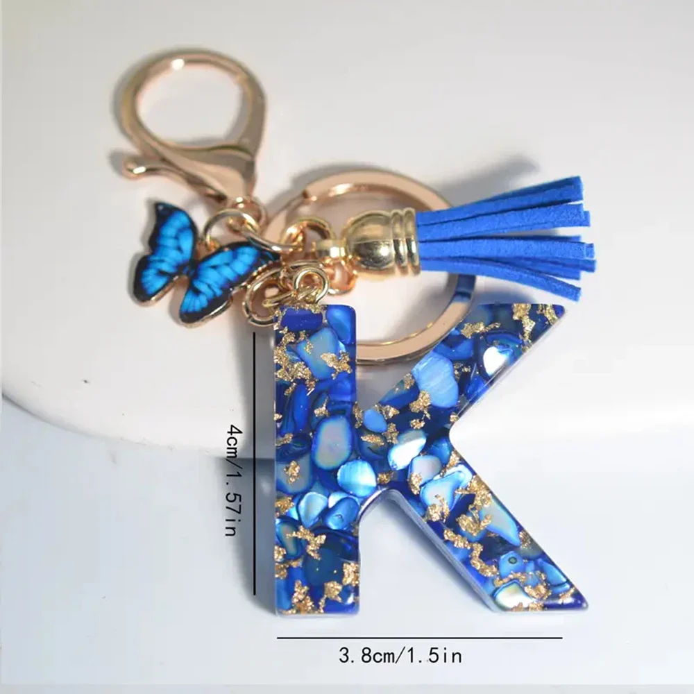 Resin Letter Keychain with Gold Accents - Image 41