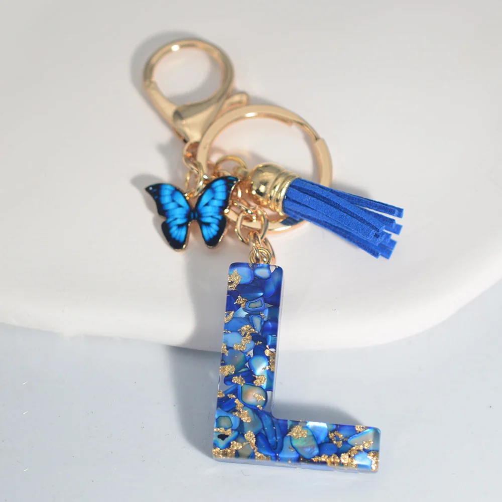 Resin Letter Keychain with Gold Accents - Image 42