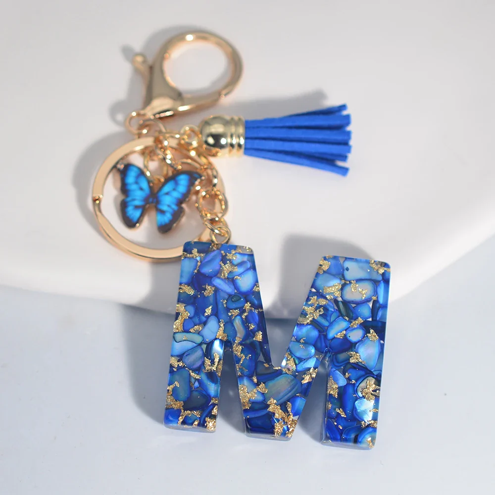 Resin Letter Keychain with Gold Accents - Image 43
