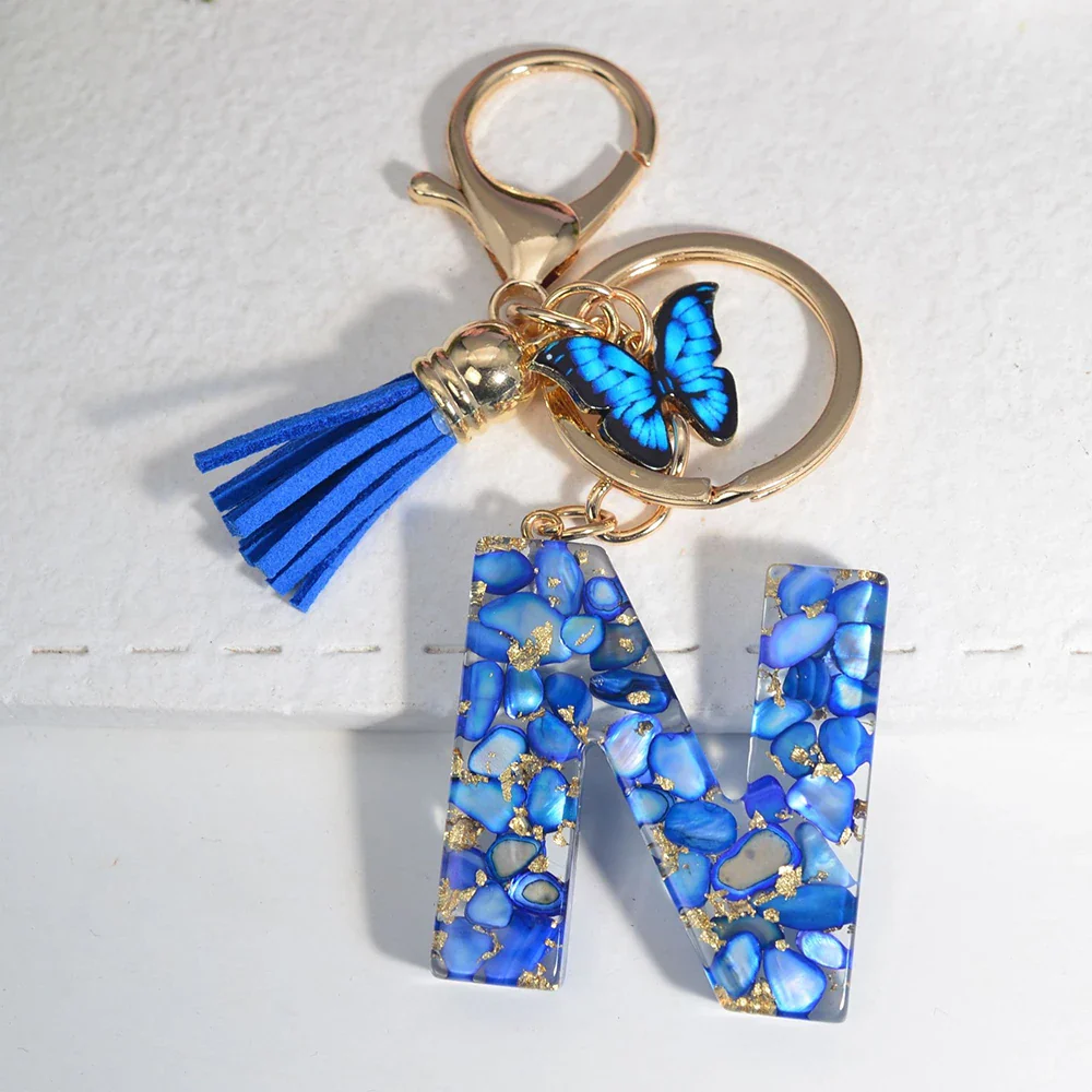 Resin Letter Keychain with Gold Accents - Image 44