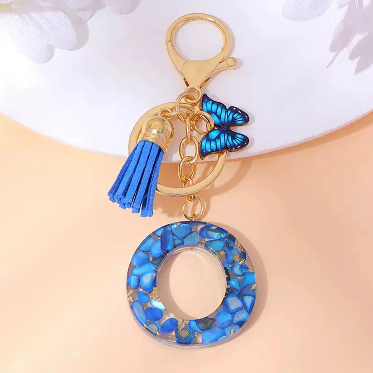 Resin Letter Keychain with Gold Accents - Image 45
