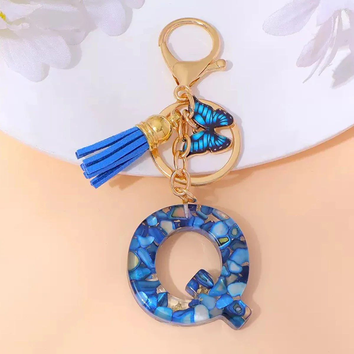 Resin Letter Keychain with Gold Accents - Image 47