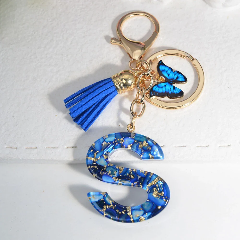 Resin Letter Keychain with Gold Accents - Image 49