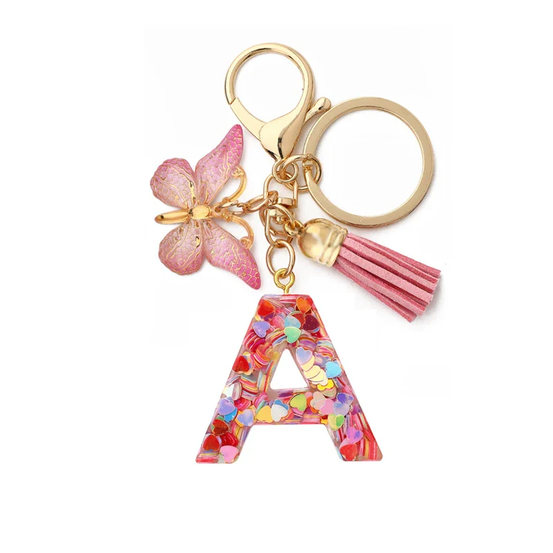 Resin Letter Keychain with Gold Accents - Image 5