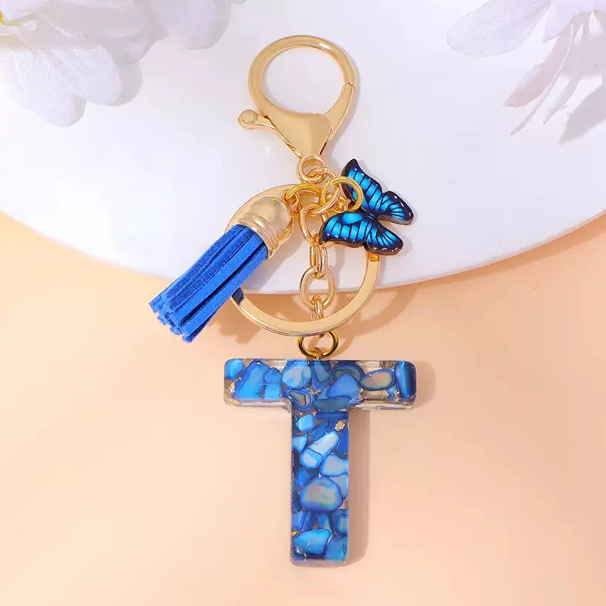 Resin Letter Keychain with Gold Accents - Image 50