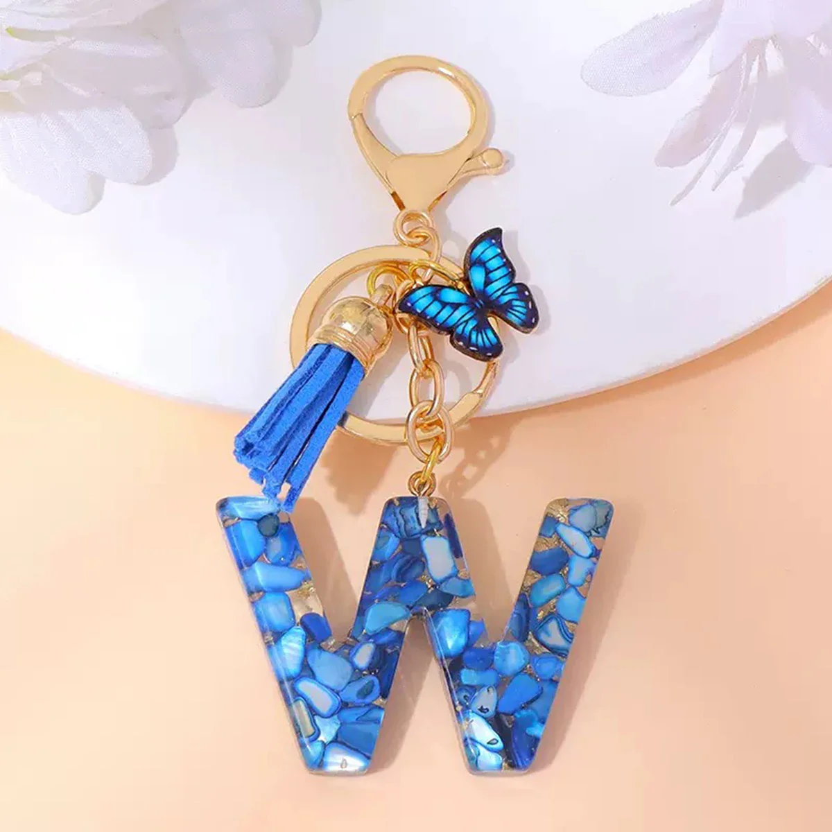 Resin Letter Keychain with Gold Accents - Image 53