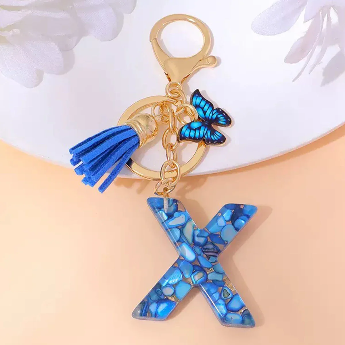 Resin Letter Keychain with Gold Accents - Image 54