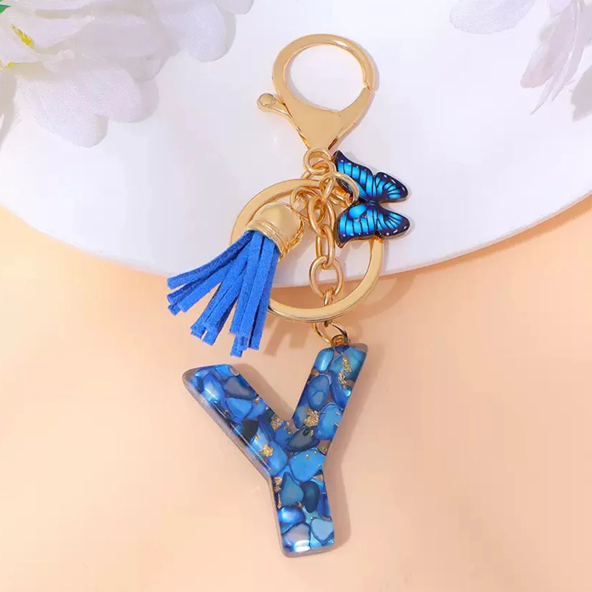 Resin Letter Keychain with Gold Accents - Image 55