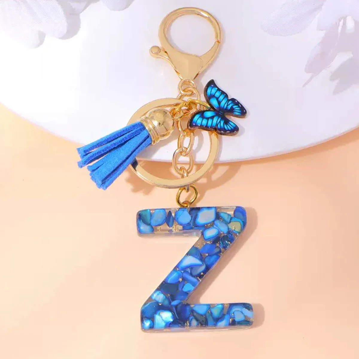 Resin Letter Keychain with Gold Accents - Image 56