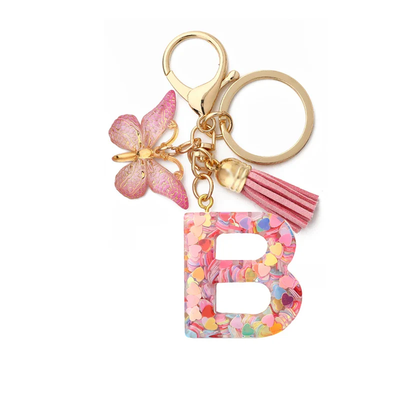 Resin Letter Keychain with Gold Accents - Image 6