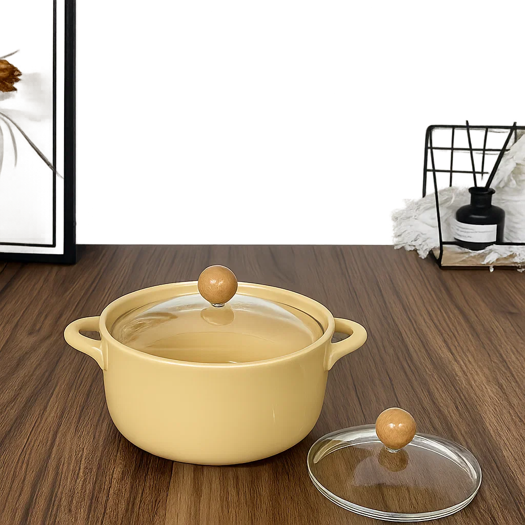 Ceramic Casserole Pot with Lid (8inch) - Image 2