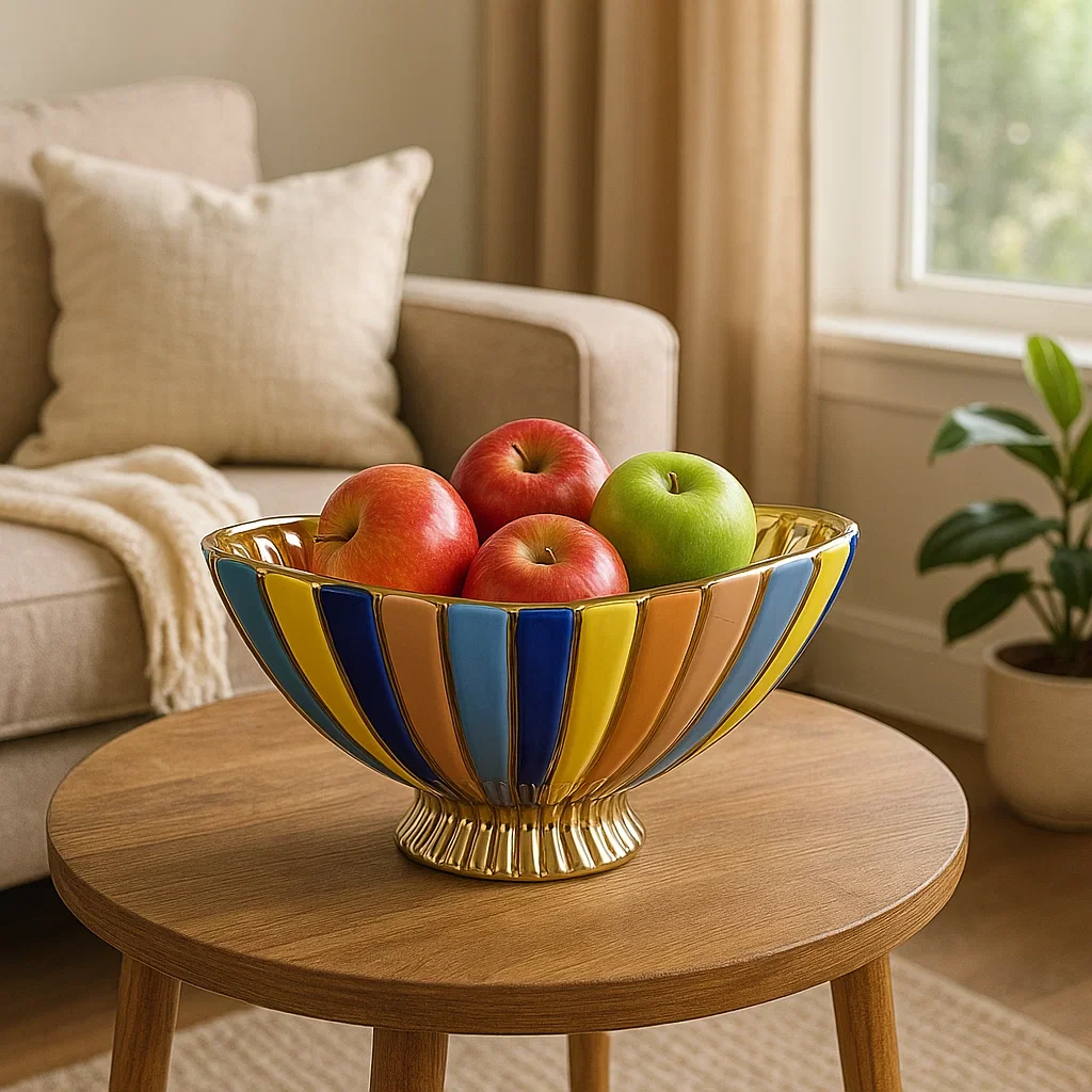 Glossy Ceramic Pedestal Decorative Centerpiece - Image 2