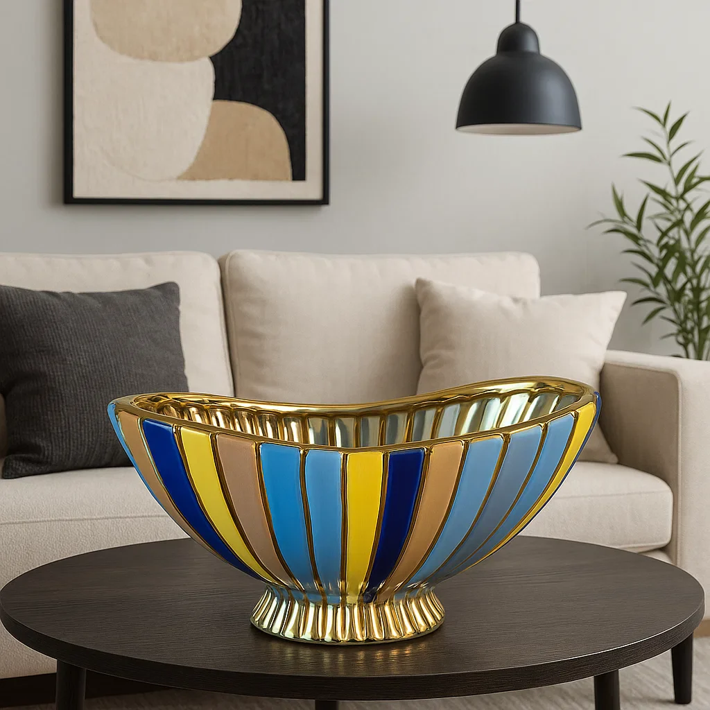 Glossy Ceramic Pedestal Decorative Centerpiece - Image 4