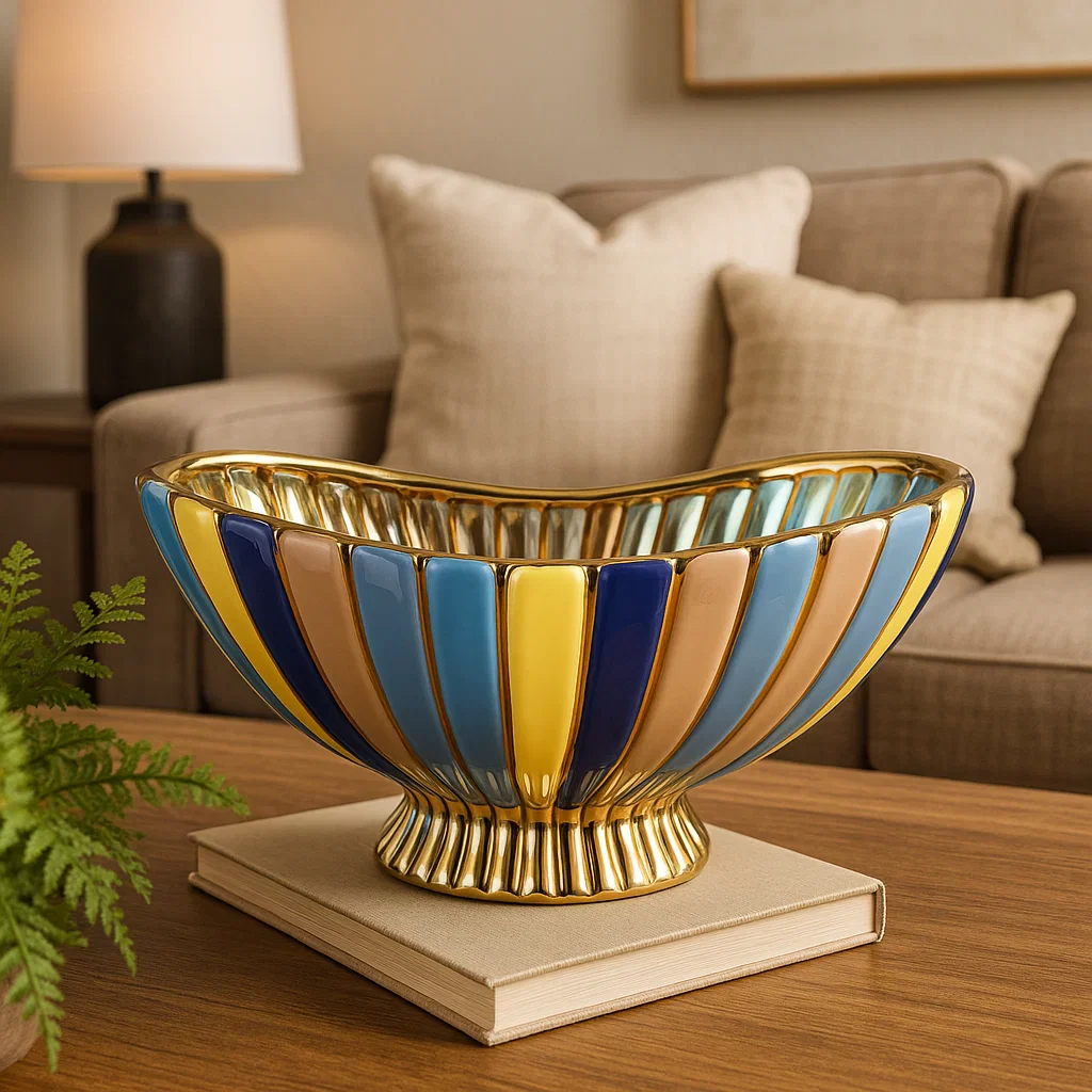 Glossy Ceramic Pedestal Decorative Centerpiece - Image 5