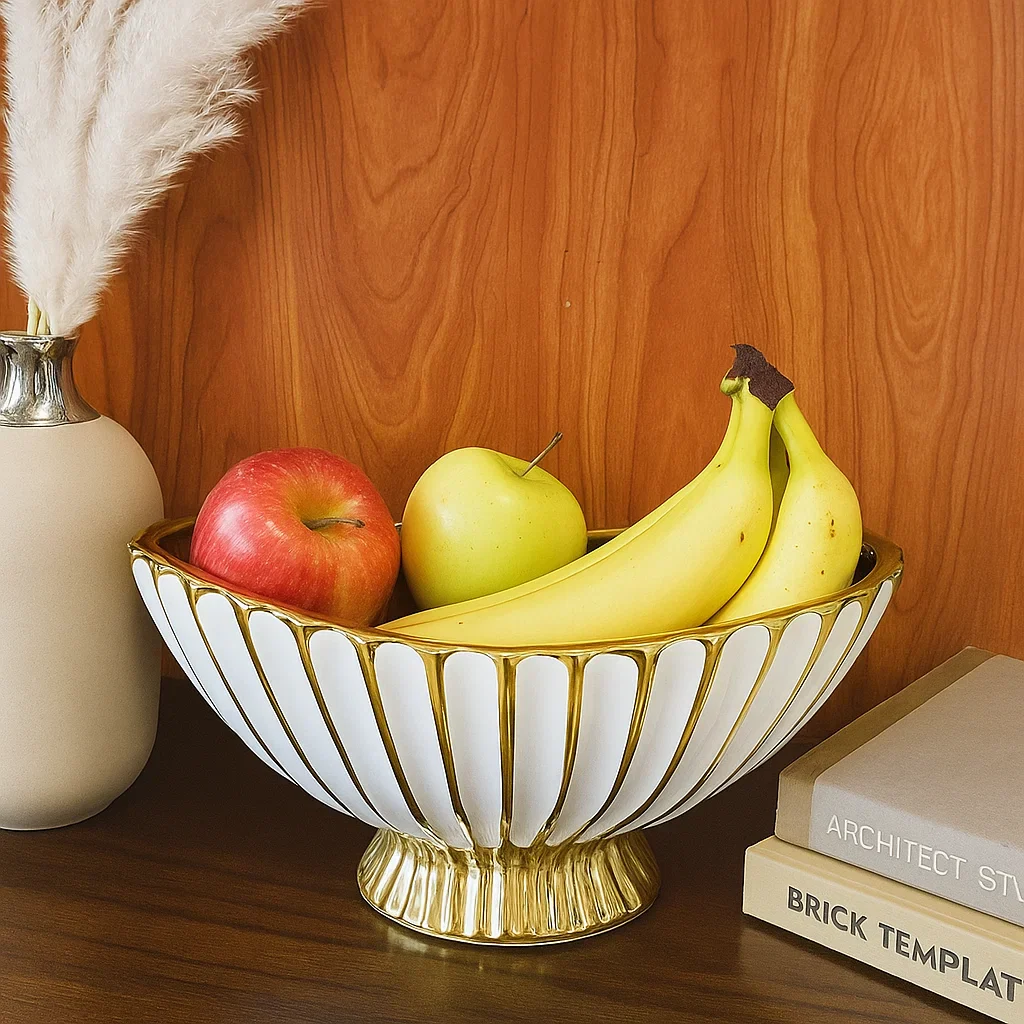 Glossy Ceramic White Decorative Centerpiece - Image 3