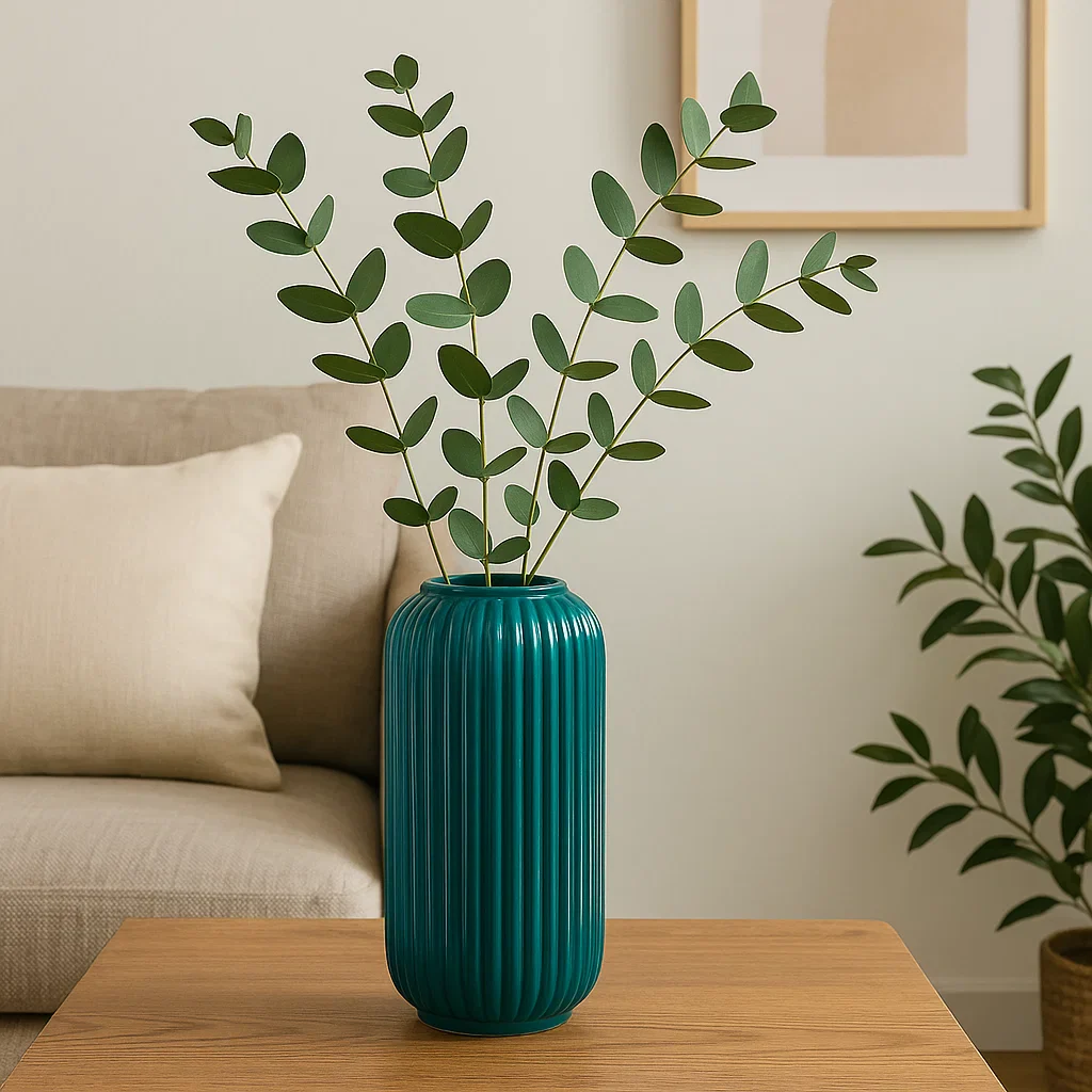 Minimalist Ribbed Ceramic Vase - Image 3