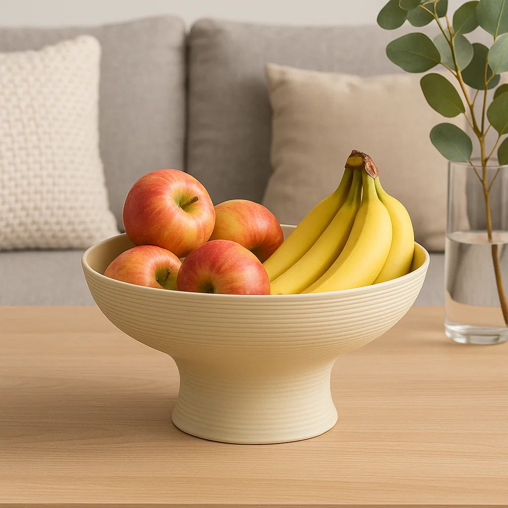 Ceramic Matte Footed Fruit Bowl - Image 3
