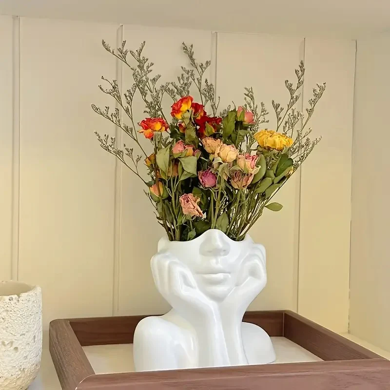 Abstract Face Hands Ceramic Vase - Image 5