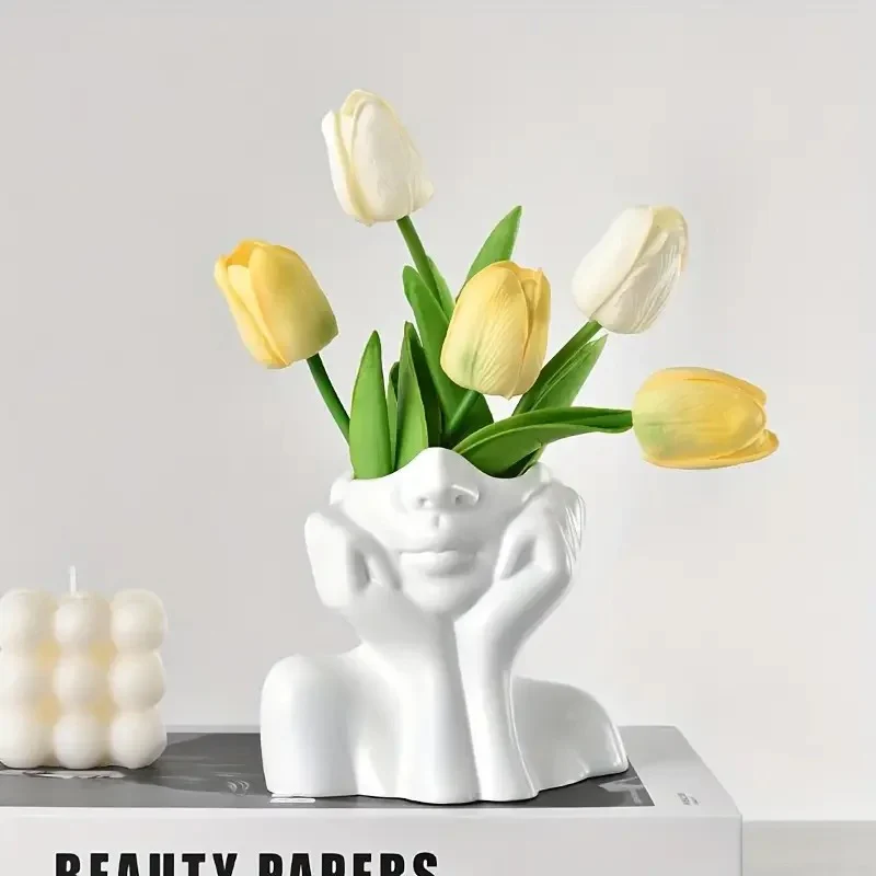 Abstract Face Hands Ceramic Vase - Image 6