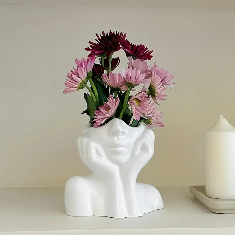 Abstract Face Hands Ceramic Vase - Image 7