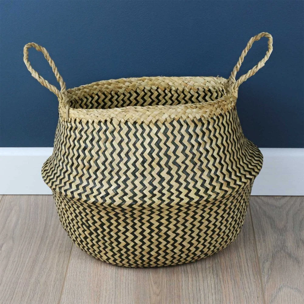 Patterned Handwoven Seagrass Basket (XL) - Image 3