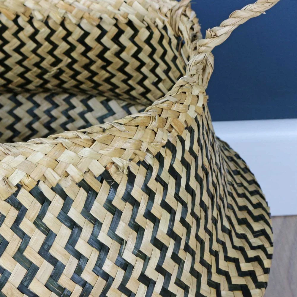 Patterned Handwoven Seagrass Basket (XL) - Image 5