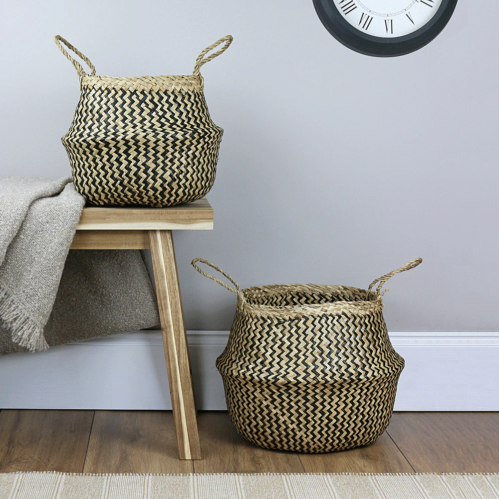 Patterned Handwoven Seagrass Basket (XL) - Image 8
