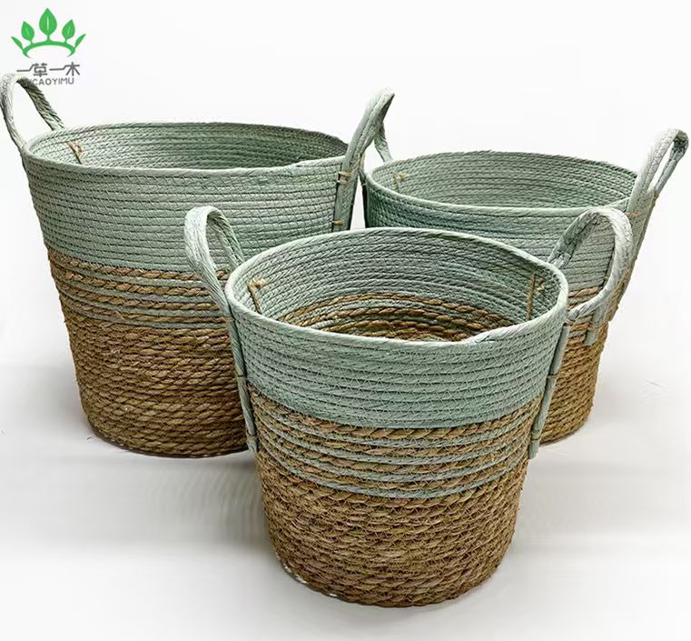 Two-Tone Seagrass & Cotton Storage Basket - Image 6