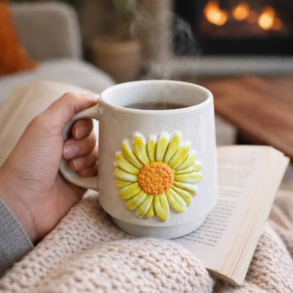 Handmade Ceramic Mug- Sunflower Series - Image 3