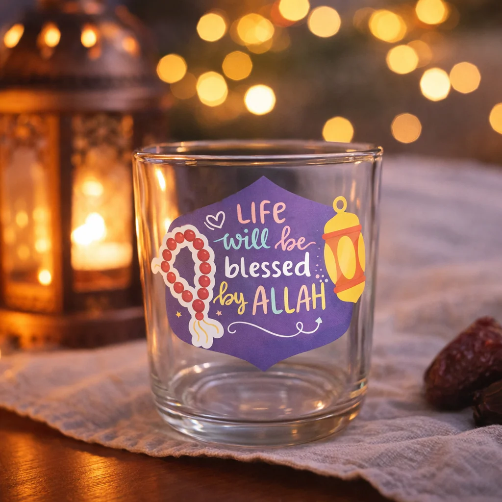 Ramadan Special Islamic Themed Glass Cups (300ml) - Image 10